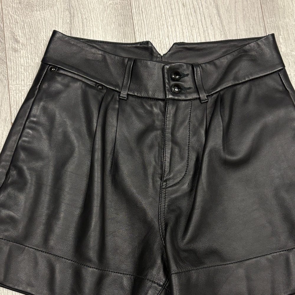 PAIGE Black High Waist Genuine Leather Shorts! Butter Soft - Picture 10 of 10